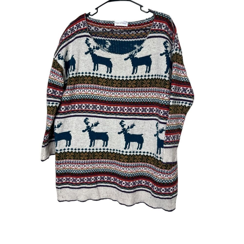 Vogue Of Eden Nordic Reindeer Moose Sweater Size‎ L-XL Fair Isle